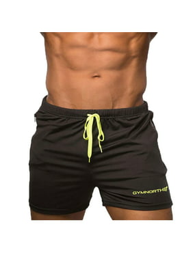 Macondoo Men Training Elastic Waist Shorts Spliced Sports Boxers 